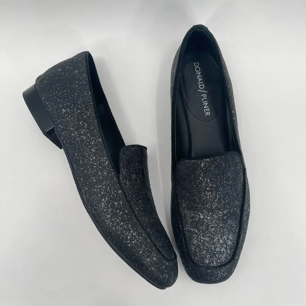 DONALD PLINER Shoes Size 5.5 Honey Leather Slip On Loafer Flat Metallic Dressy